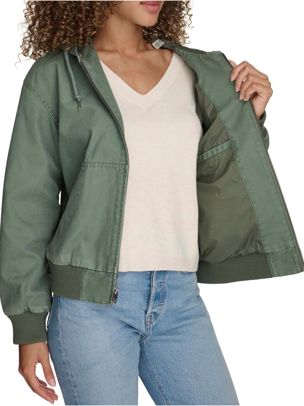 NWOT Levi's Women's Workwear Hoodie Bomber Sage Laurel Green XS Fall